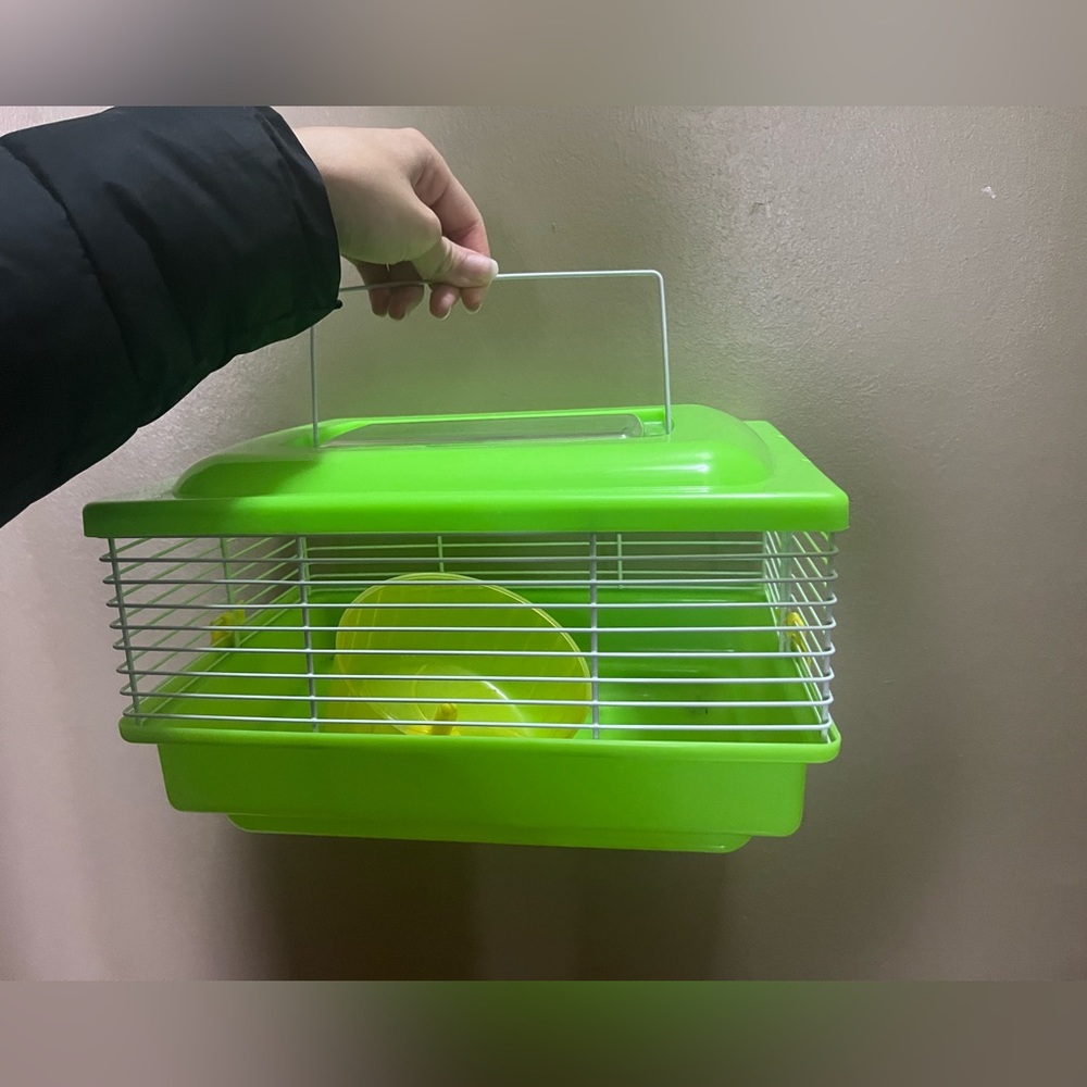 Lime green traveling hamster cage